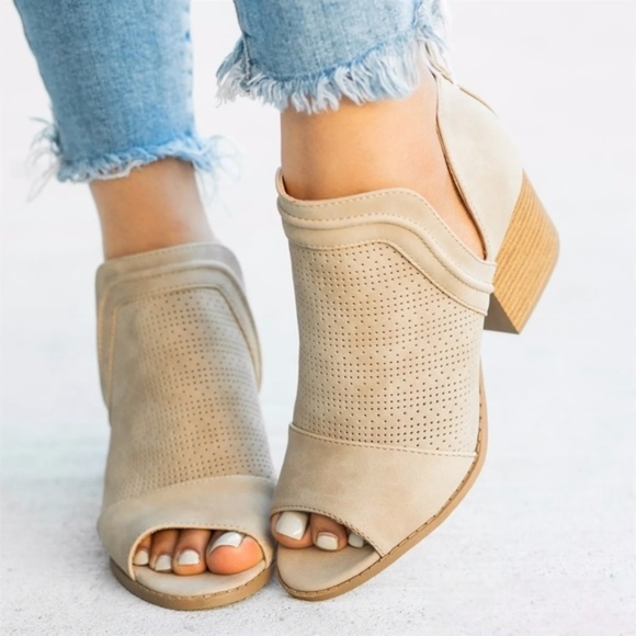 SYNDIE Cut Out Booties - TAUPE - Picture 2 of 2